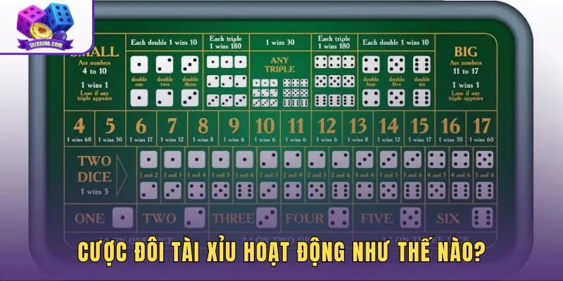 Cược đôi tài xỉu với hai viên xúc xắc xuất hiện cùng mặt số